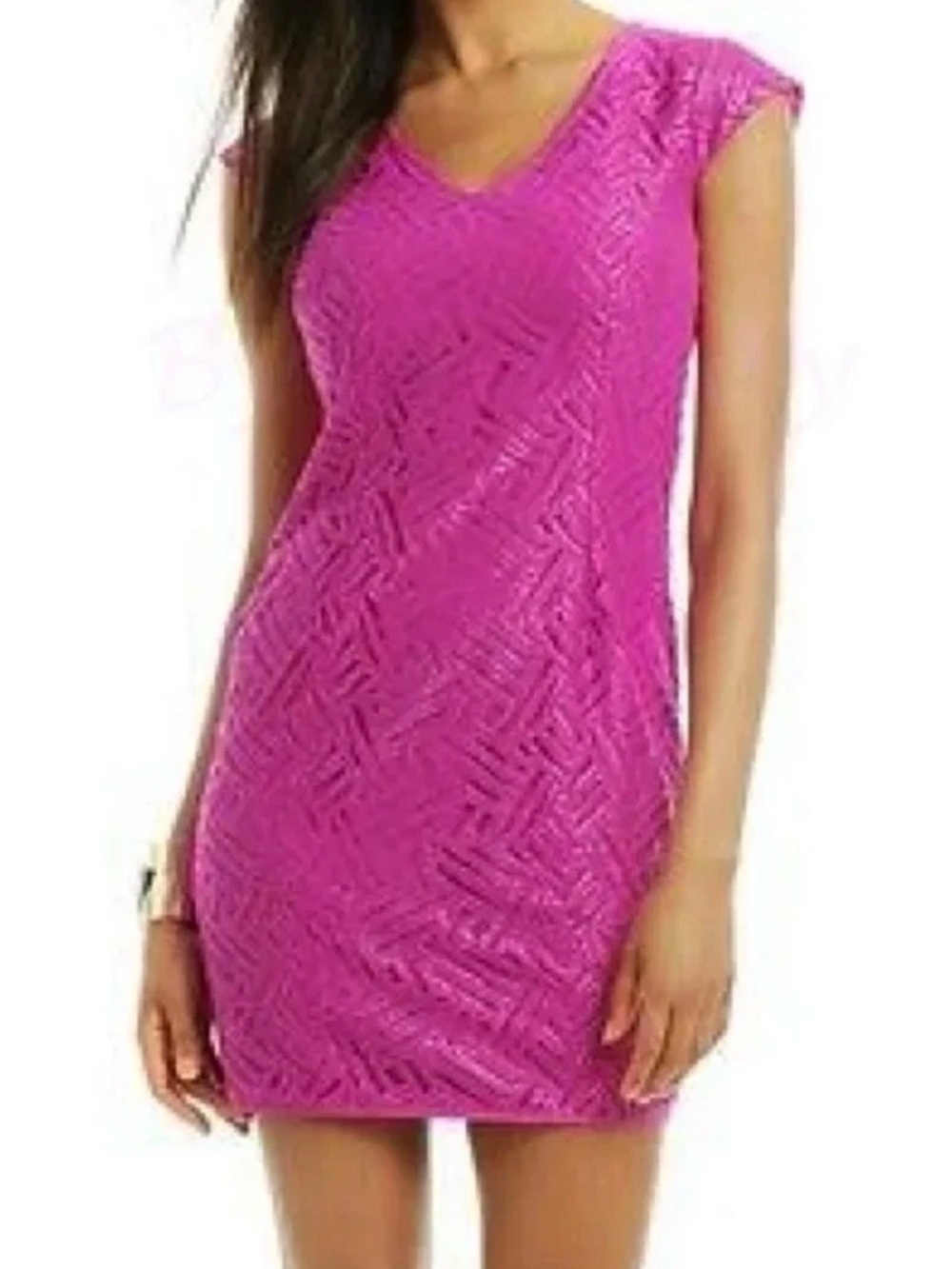 Lilly Pulitzer Pink Lace Sheath Dress Size 8 Stretch Fitted Bright Pink